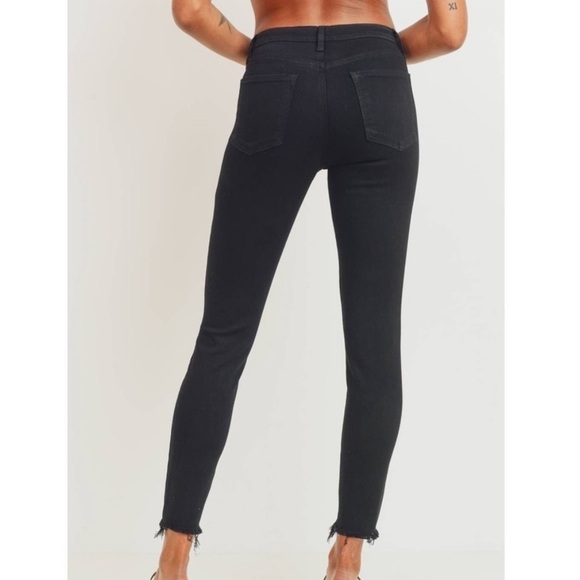 Just Black Denim Millie Black Ripped Hem Skinny Jeans Size 26 - Picture 3 of 7